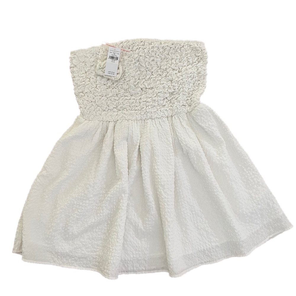 AEO Popcorn fit and flare white sundress